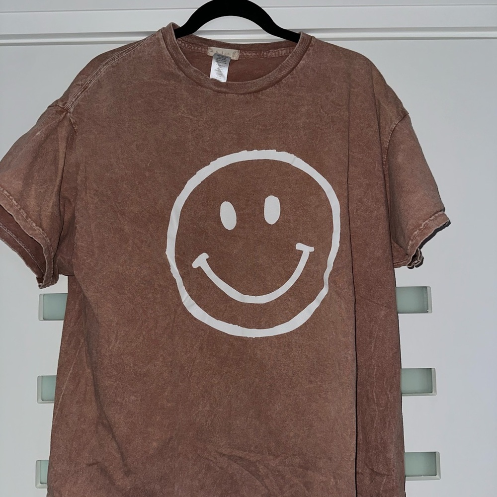 Brown T-Shirt with Smiley Face